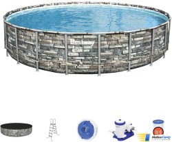 Каркасный бассейн Bestway Power Steel Камень 56889 (671x132) - Фото